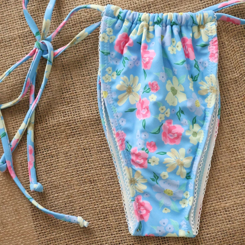 Micro Bikini Push Up Set In Bold Print Brazilian Thong Style