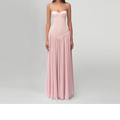 Pink Strapless Dress With Back Tie And Square Neckline