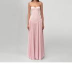 Pink Strapless Dress With Back Tie And Square Neckline