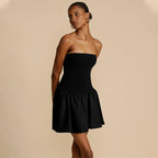 Slim Fold Bodycon Backless Dress Off Shoulder Splice Mini Elegant Summer Evening Style