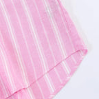 Pink Stripe Shirt Set With Pleated Long Skirt Elegant Two Piece Suit