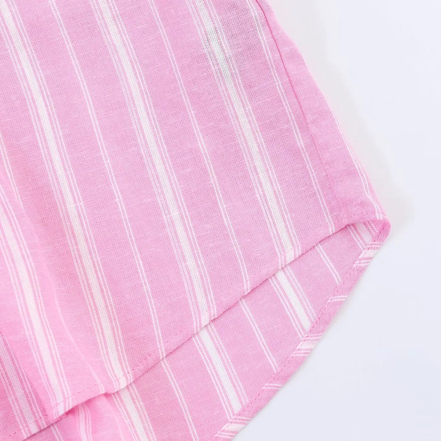 Pink Stripe Shirt Set With Pleated Long Skirt Elegant Two Piece Suit