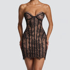 Elegant Backless Strapless Tulle Maxi Dress With Patchwork Print Off Shoulder Evening Gown