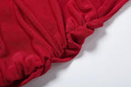 Velvet Halter Turtleneck Backless Mini Dress With Ruched Patchwork Tassel Hem