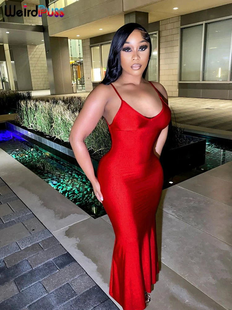 Coquette Backless V-Neck Evening Maxi Dress With Mermaid Silhouette