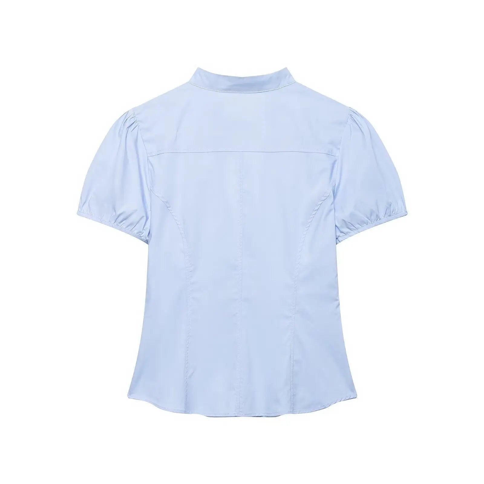 Lace Up Bow Puff Sleeve Crop Top With V Neck For Women