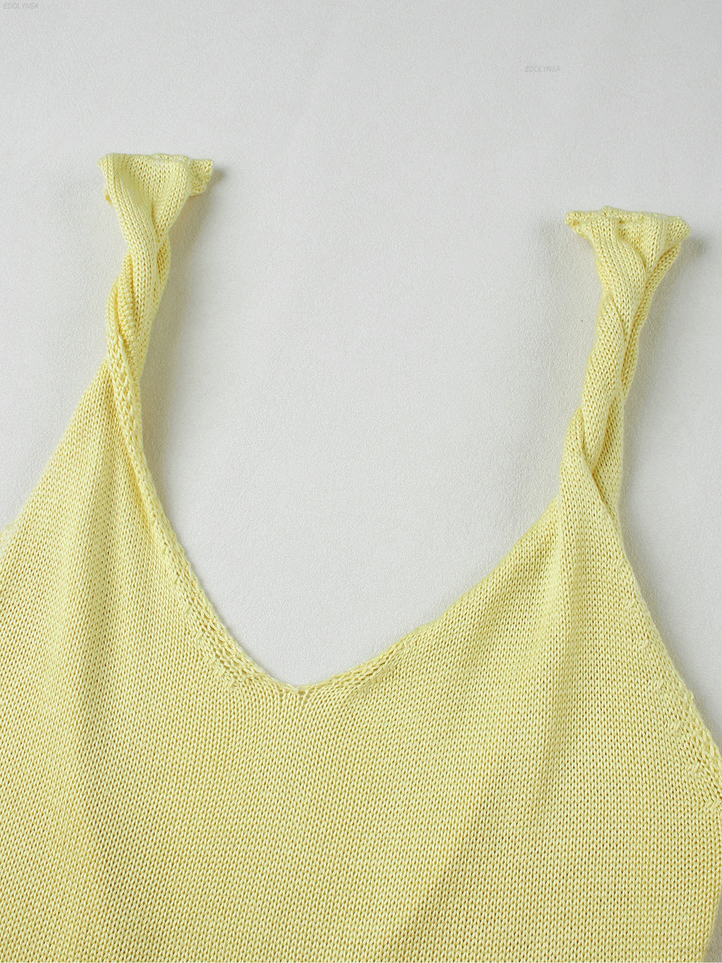Butter Yellow Beach Cover Up Dress With V Neck Straps Sleeveless