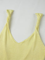 Butter Yellow Beach Cover Up Dress With V Neck Straps Sleeveless