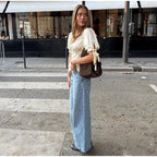 Lace Splicing Female Chic Bow Lace-up V Neck Short Sleeve Shirt