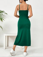Chic Slit Cami Maxi Dress With Subtle Stretch For Everyday Wear