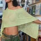 Off Shoulder Knit See Through Lightweight Pullover