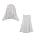 Vintage Polka Dot Chiffon Set With Bow Tie Blouse And Long Skirt