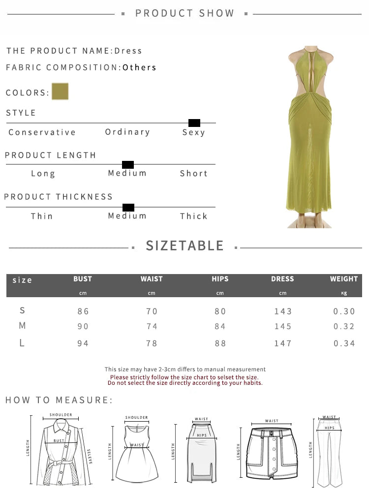 Elegant Halter Hollow Dress With Beaded Backless Mesh Patchwork