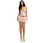 Retro Style Set For Summer Elegant Backless Camisole Top And Tiered Mini Skirt