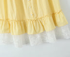Yellow Gingham Lace Top And Skirt Set Vintage