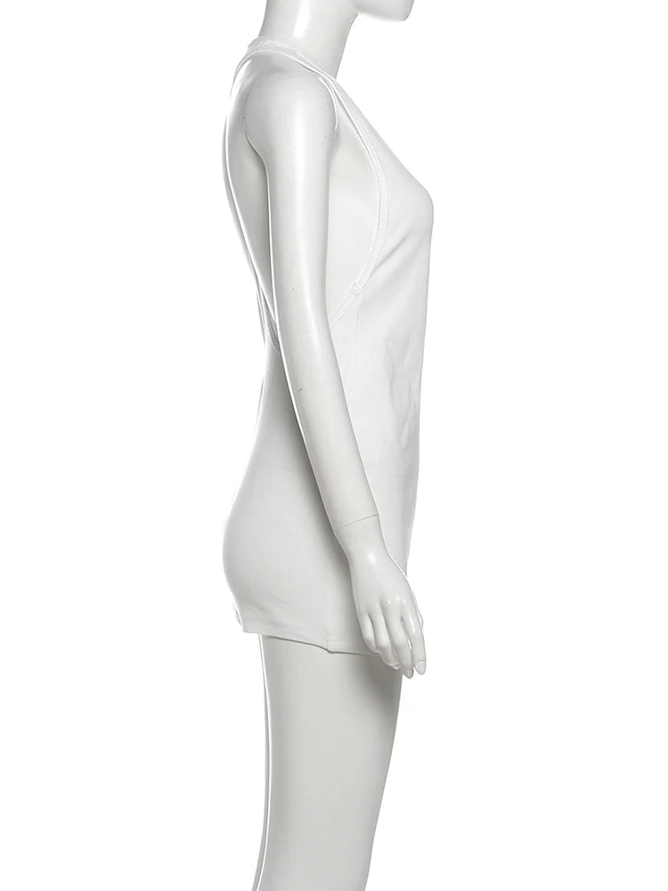 Backless Halter Dress With Letter Print Clubwear