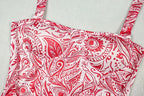 Paisley Print Backless Halter Crop Top Two Piece Set With Lace Up Detail And Skinny Pants