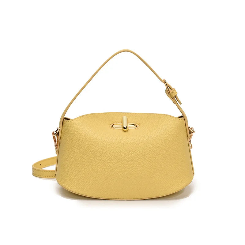 Soft Leather Bucket With Gold Button Tassel Luxe Everyday Shoulder Satchel For Women