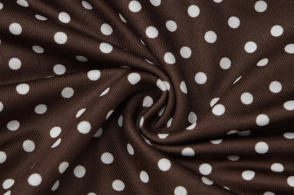 Polka Dot Print Bodysuit Wrap Belted Ruffled Back Cinched Pure Desire Style French for Women