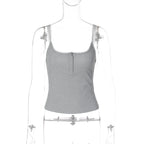 Square Collar Backless Single Breasted Ruffles Camisole