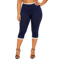 Retro Lace Trim Capri Pants With Elastic Waist