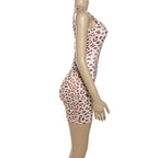 Print Mini Dress With Lace Patchwork And Curve Defining Fit