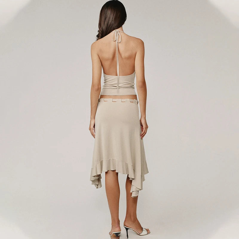 Fashion Irregular Lace Up Skirt