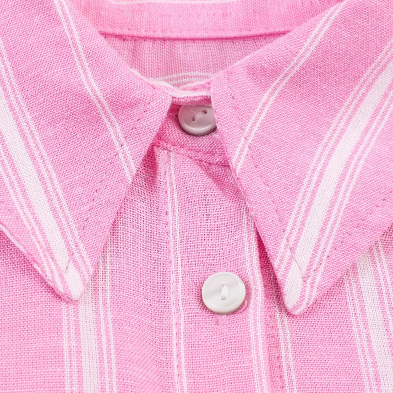 Pink Stripe Shirt Set With Pleated Long Skirt Elegant Two Piece Suit