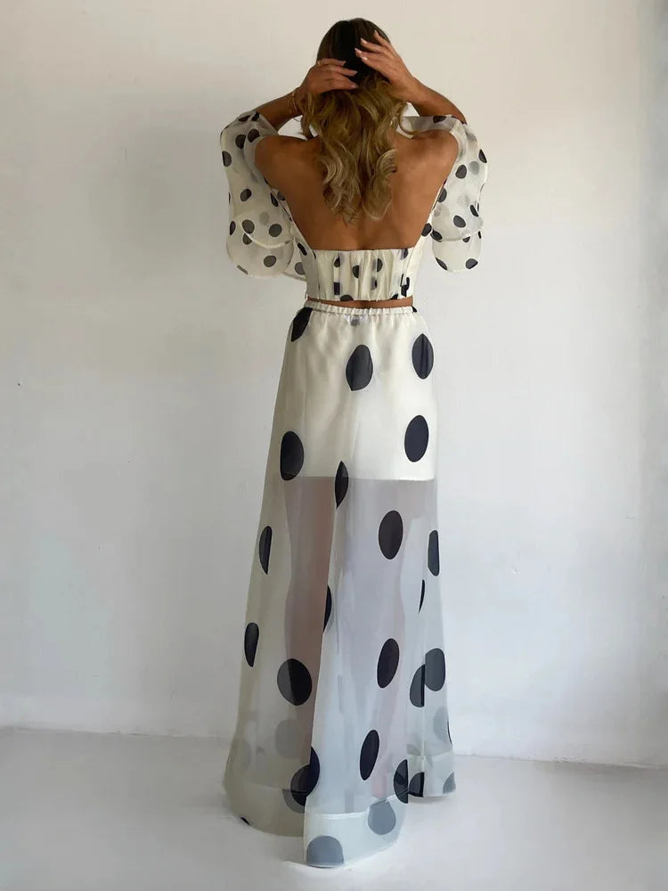 Sexy Print Asymmetrical Hem Long Skirt Set Fashionable Sleeveless Women's Polyester Fabric Casual Leisure Suit