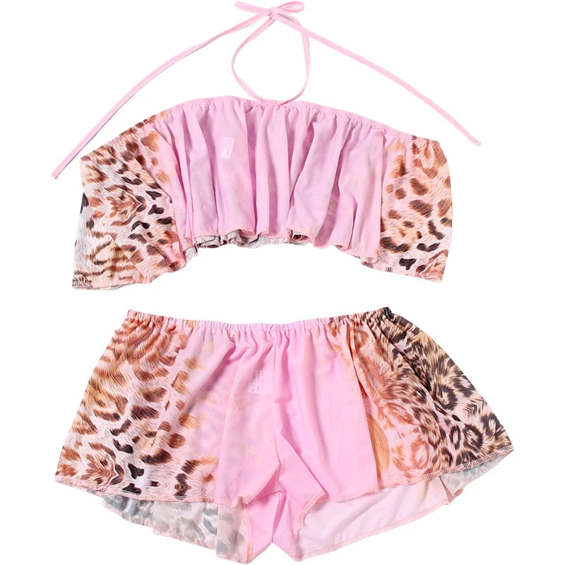 Vivid Beach Two Piece Set With Backless Halter Camisole And Shorts