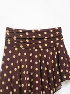 Mini Brown Skirt Yellow Polka Dot High Waist
