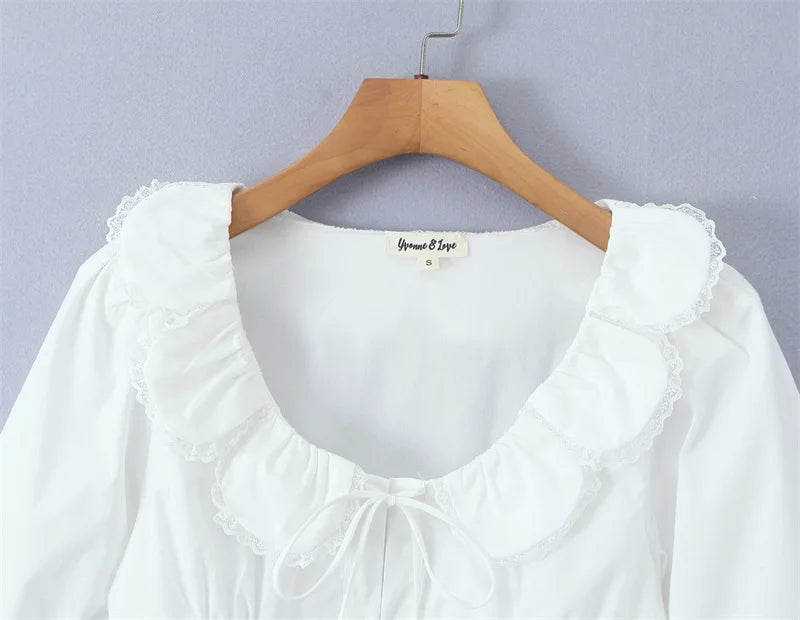 White Blouse With Peter Pan Collar Tie