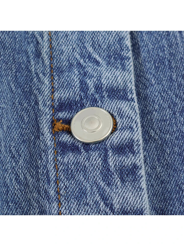 Casual Denim Mini Dress For Women Sleeveless Round Collar Single Breasted Slim Fit