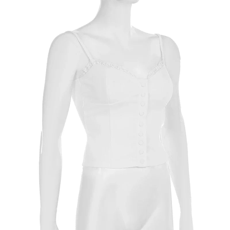 Lace Patchwork Cropped Camisole With Cinched Waist Slender Ruched Top