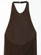Chic Halter Dress With Off Shoulder Silhouette In Vintage Polka Dot Chiffon