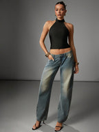 Women’s Halter Neck Backless Crop Top