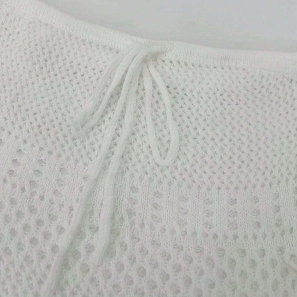 Sexy Women Knit Beach Dress Hollow Out Sleeveless Bikini Cover-Ups Mini Dress