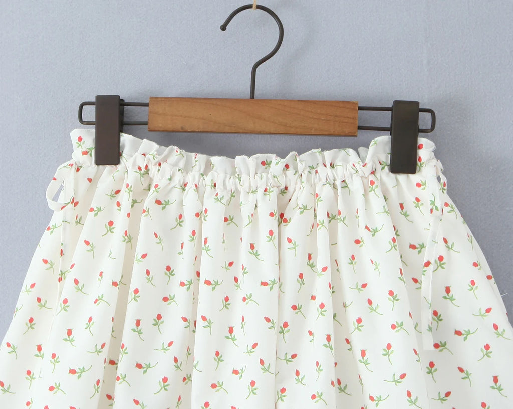 Radiant Bow Accent Ruched Bust Tank Top With Open Button Front And Rope Laced Waist Mini Skirt Set