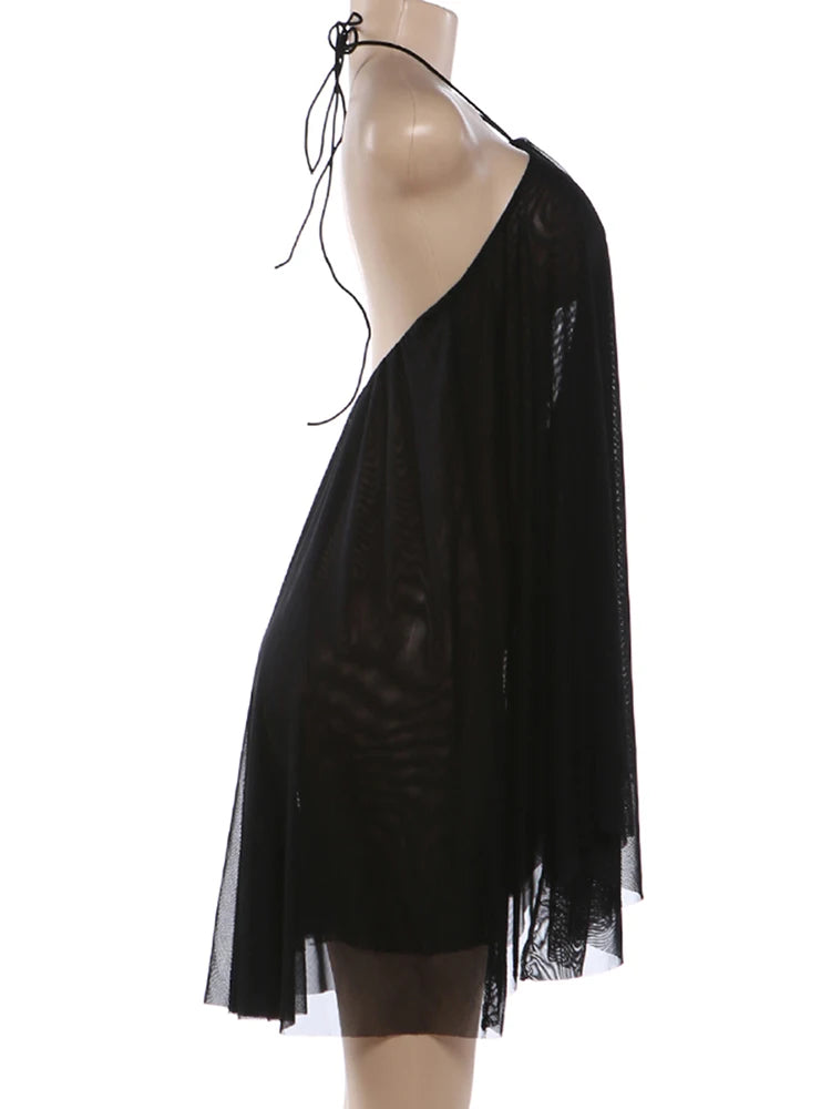 Halter Bodycon Dress With Asymmetrical Hem Backless