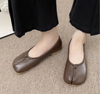 Tabi Style Leather Flats For Women Cozy Split Toe Slip On Shoes