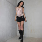 Polka Dot Off Shoulder Backless Camisole Tank Top