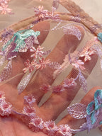 Pastel Pink Embroidered Bra And Panties Set With Steel Ring