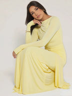 Ruched Maxi Dress For Women Chic Bodycon With Long Sleeves