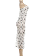 Polka Dot Sling Dress With Backless V Neck Sleek Sheath