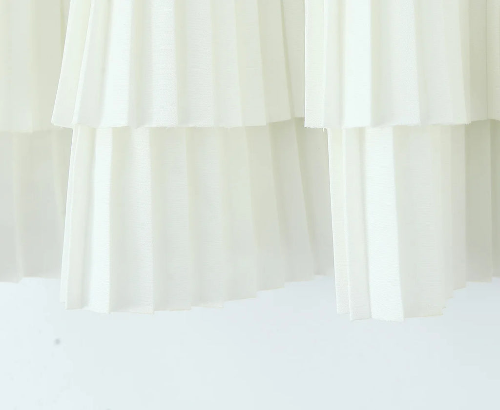 Knit Color Block Mini Skirt High Waisted Pleated