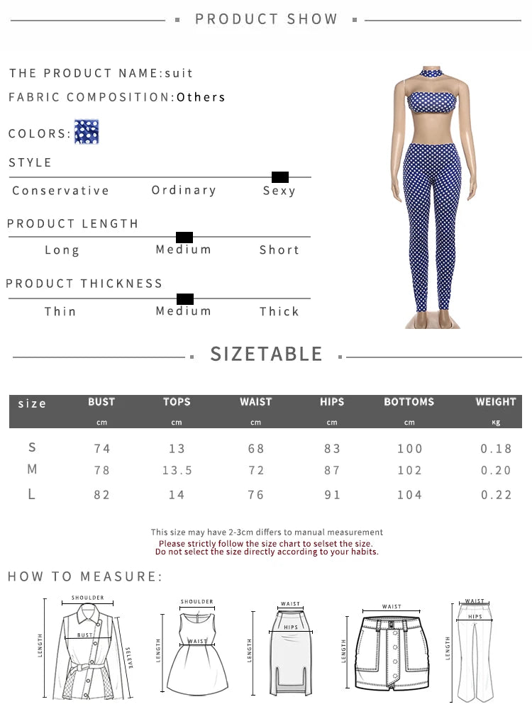 Dot Print Halter Top And Slim Leggings Set