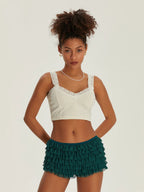 Breathable Solid Color Ruffles Boxer Briefs With Bow