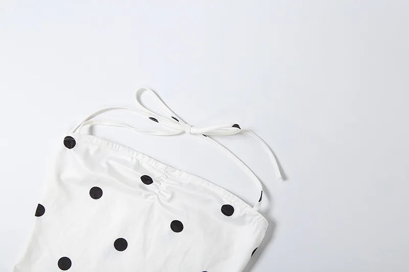 Polka Dot Set With Crop Cami Top And Slim Capri Trousers