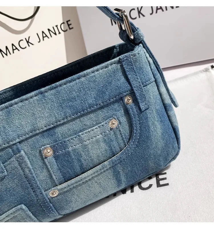 Denim Square Bag For Women Casual Chic Shoulder Messenger Purse With Modern Flair