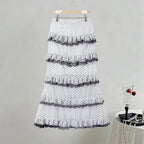 Polka Dot Chic Set With V Neck Crop Top And Ruffle Skirt